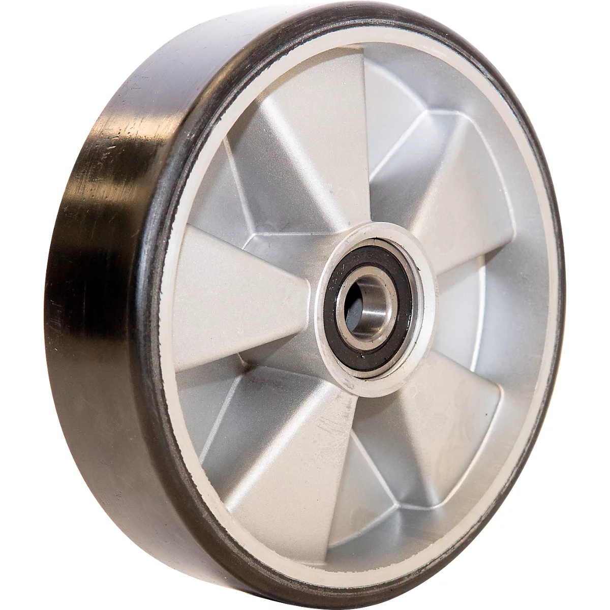 Lenkrad für Hubwagen, inkl. Lager, spurlos, Ø 180 x B 50 mm, Polyurethan, silber
