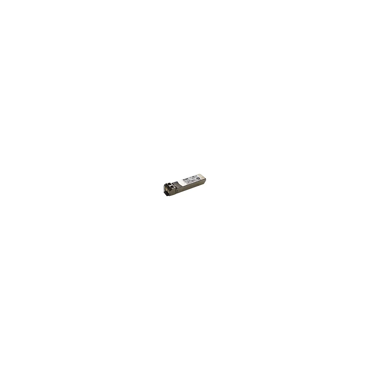 Metallfarbener Netzwerkstecker mit Aufschrift.