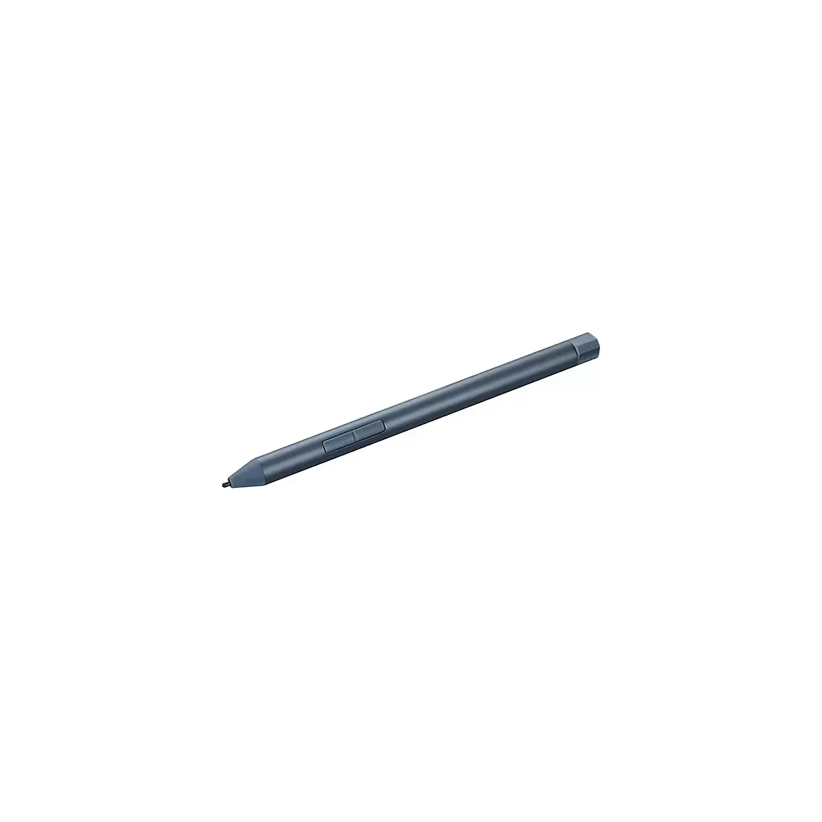 Ein dunkelgrauer Eingabestift für Tablets, schräg von oben vor weißem Hintergrund dargestellt.