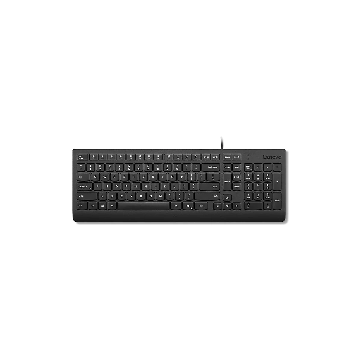 Schwarze Lenovo Tastatur von oben fotografiert. Alle Tasten sind deutlich zu sehen.