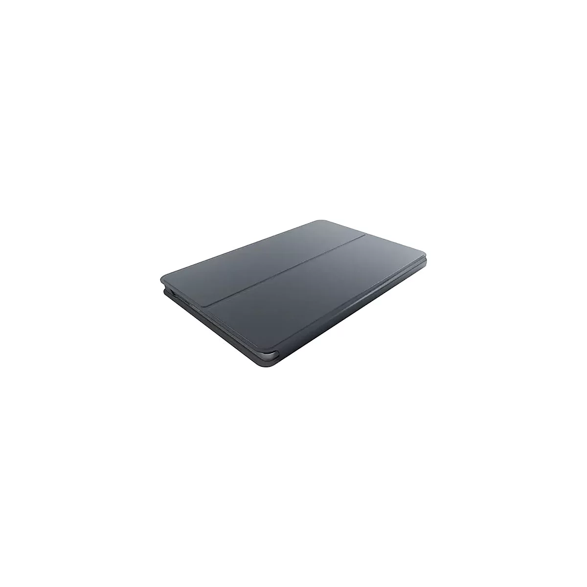 Dunkelgraues, geschlossenes Tablet-Schutzcover mit glatter Oberfläche auf weißem Hintergrund.