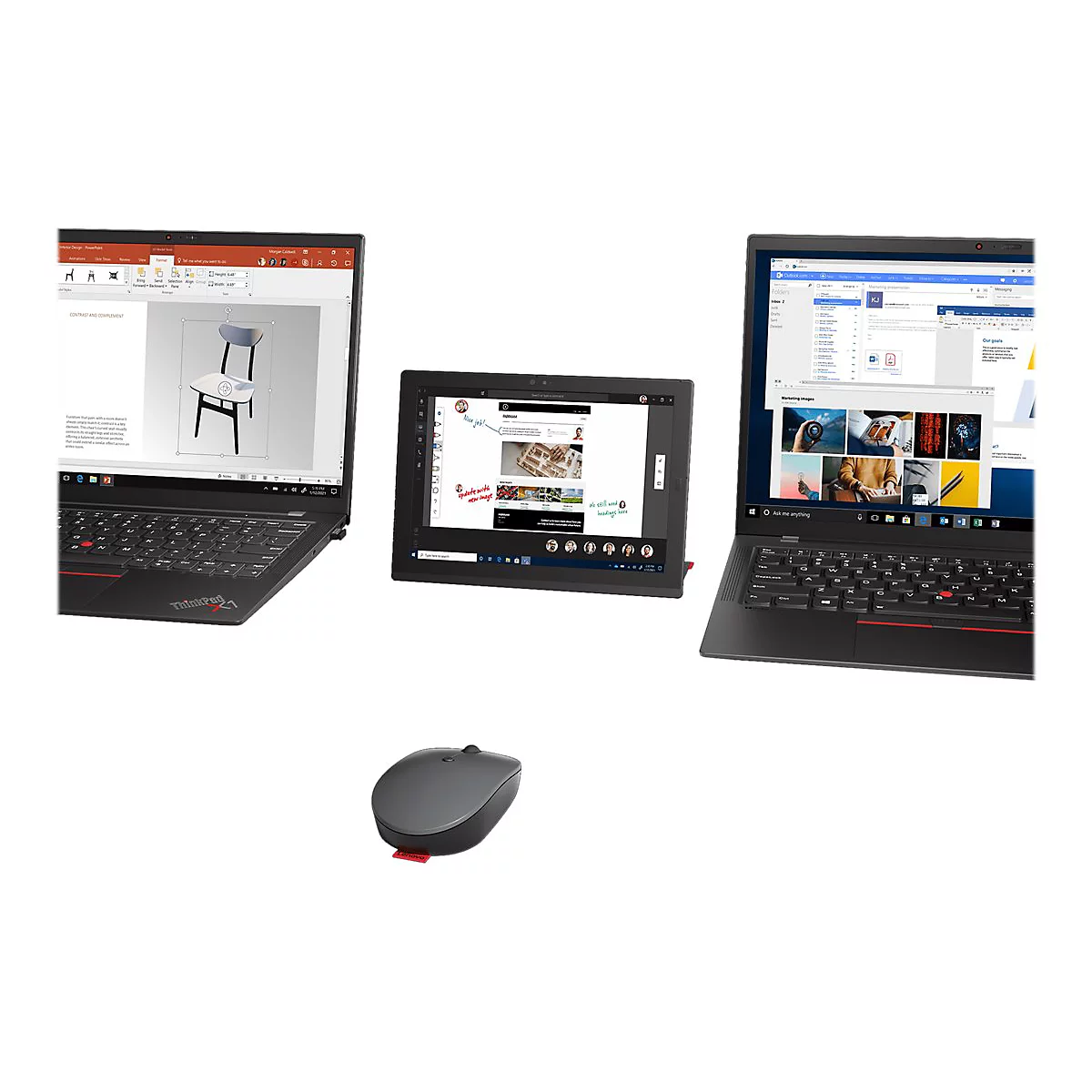 Lenovo Go Multi-device - Maus - 2.4 GHz, Bluetooth 5.0 - Thunder Black