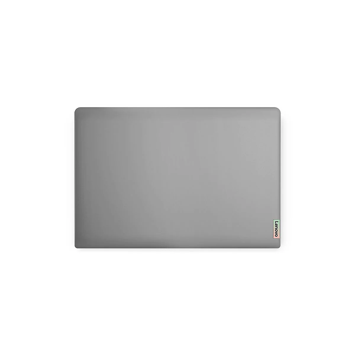 Graues Laptop-Oberteil, Lenovo-Logo in der rechten Ecke.