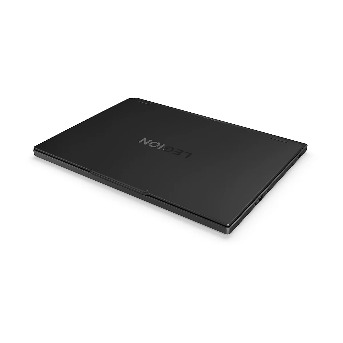 Schwarzer Laptop von oben gesehen. Der Schriftzug "LEGION" ist auf der Oberseite zu erkennen.