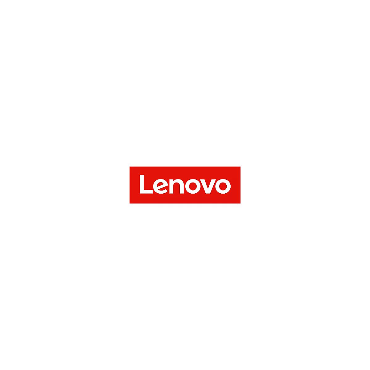 Lenovo-Logo auf rotem Hintergrund. Der Schriftzug 'Lenovo' in weißer Schrift.