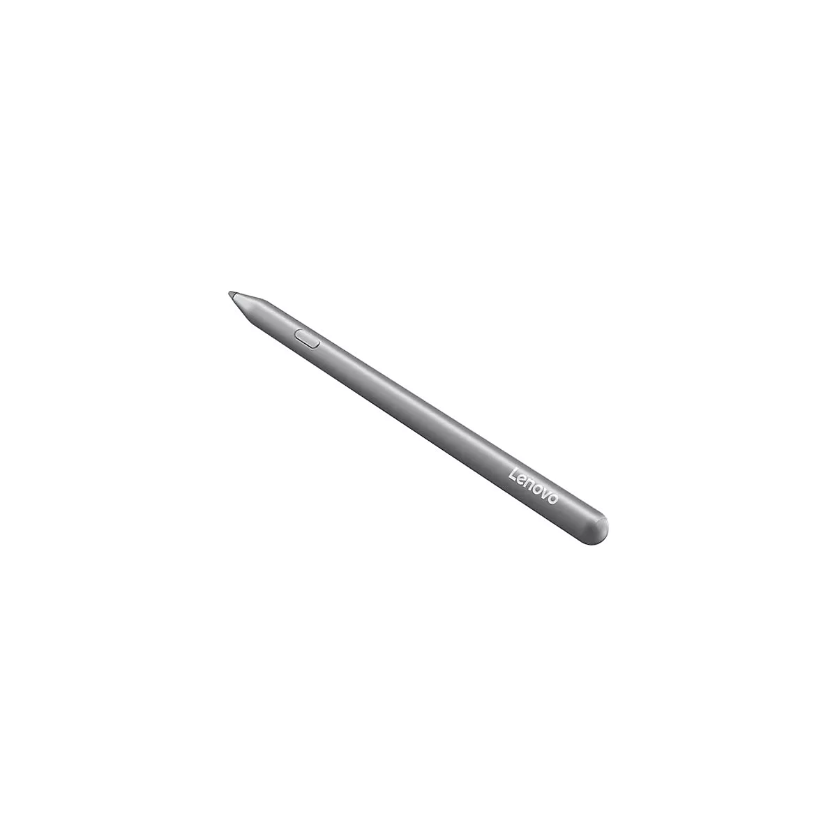 Grauer Lenovo-Stift, leicht diagonal von links oben nach rechts unten. Auf dem Stift ist der Lenovo-Schriftzug zu sehen.