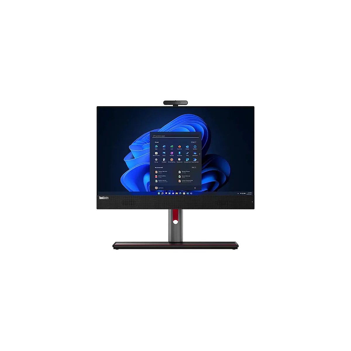 Ein Lenovo ThinkCentre All-in-One-PC. Der Bildschirm zeigt das Windows-Startmenü.