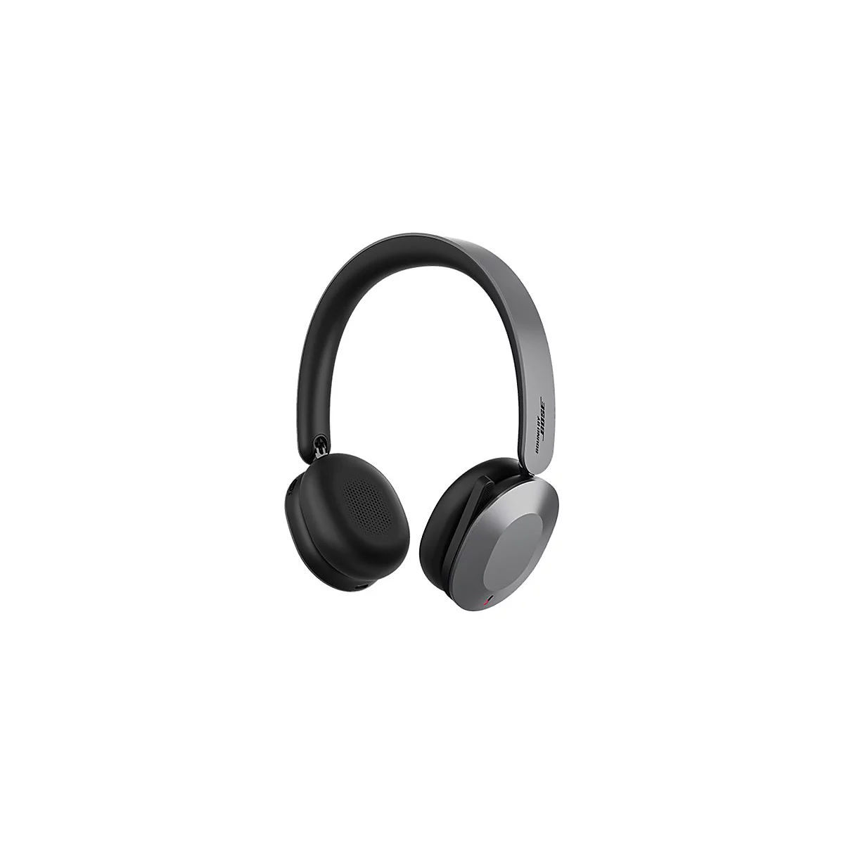 Grau-schwarzer Kopfhörer auf weißem Hintergrund. Der Kopfbügel ist grau, die Ohrmuscheln schwarz. Auf der Seite steht "SOUND BY BOSE".