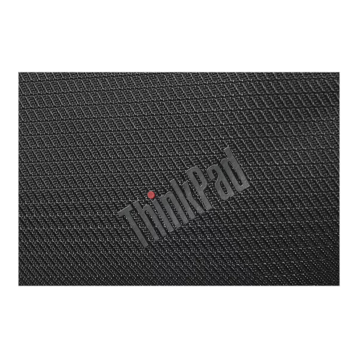 Nahaufnahme der Oberfläche eines Laptops, mit dem ThinkPad-Logo und einem roten Punkt.