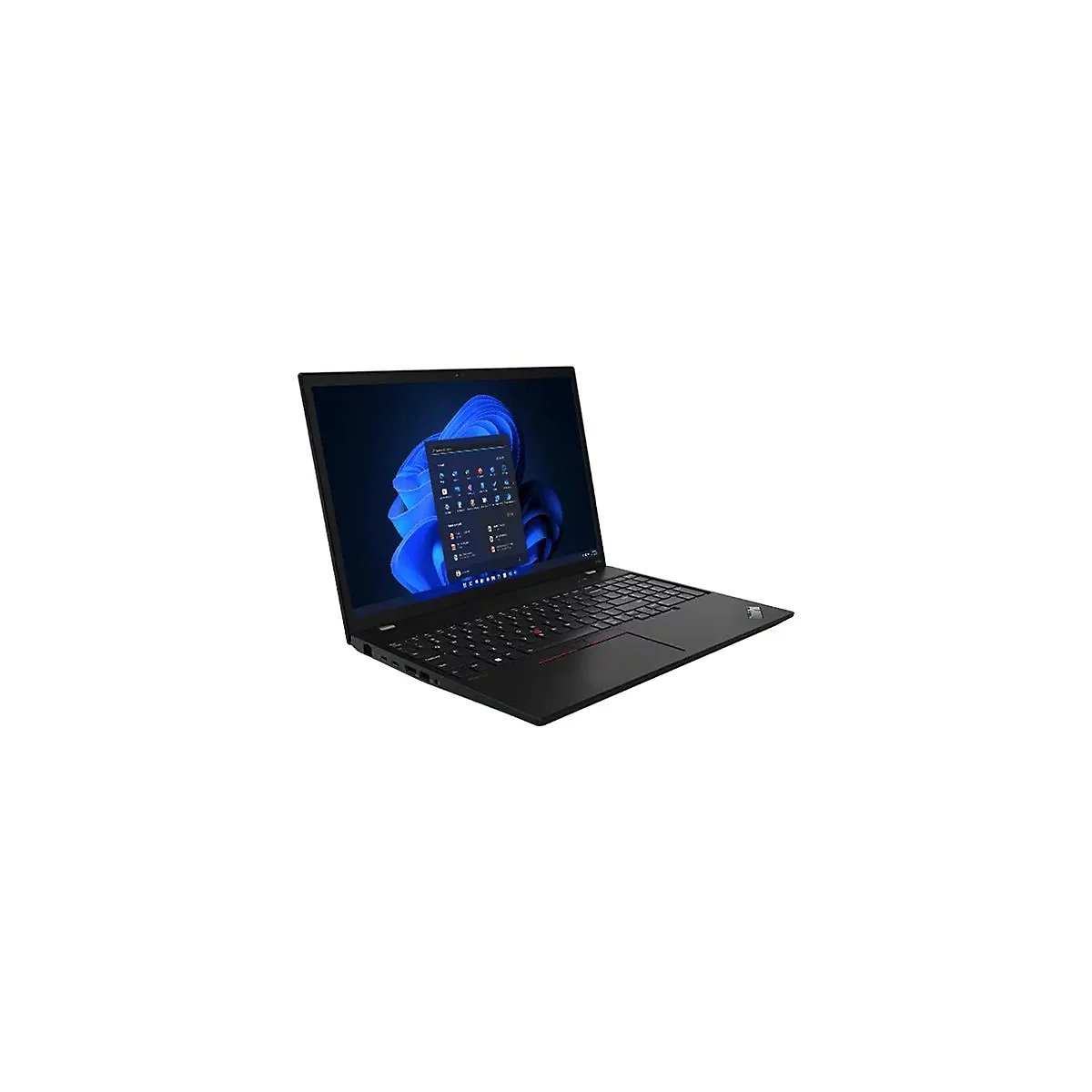 Schwarzes Laptop, Windows 11-Oberfläche, geöffnete App. Auf dem Display, eine blaue Animation.