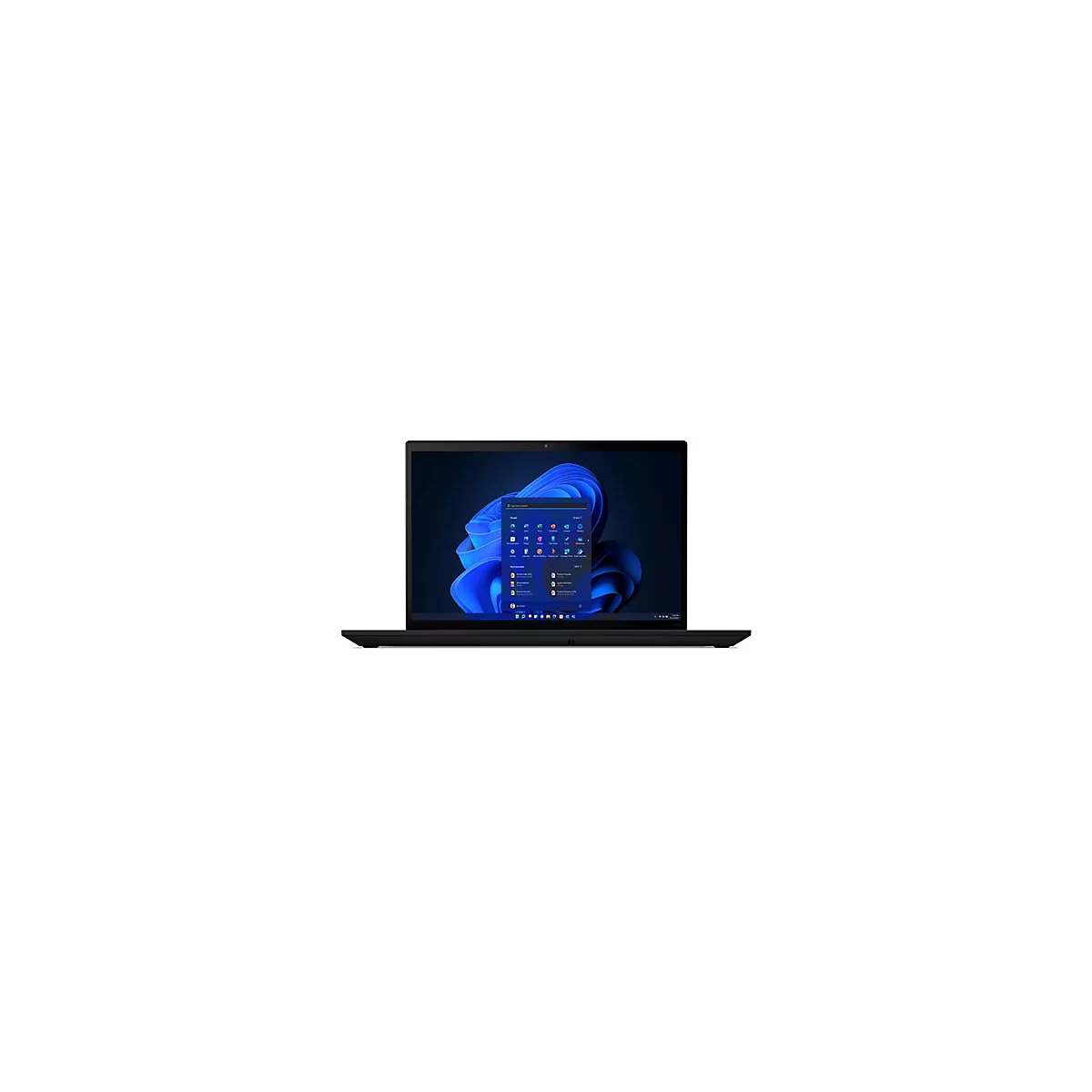 Schwarzes Laptop mit Windows 11-OberflÃ¤che, vor weiÃŸem Hintergrund.