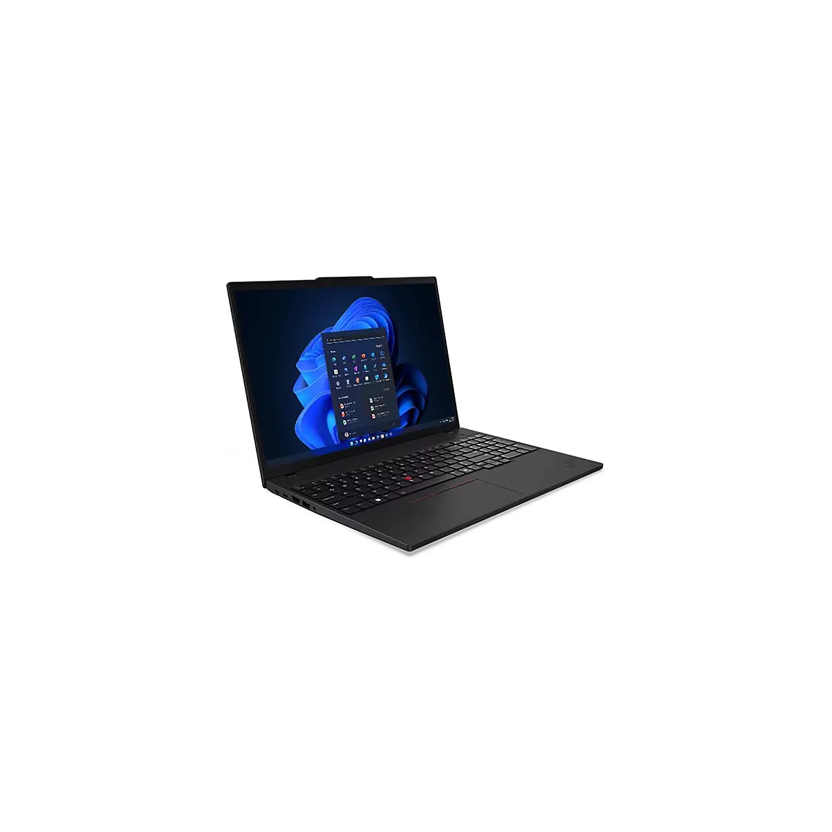 Schwarzes Notebook mit geÃ¶ffnetem Bildschirm. Auf dem Bildschirm ist eine blaue Wolke mit App-Symbolen zu sehen.