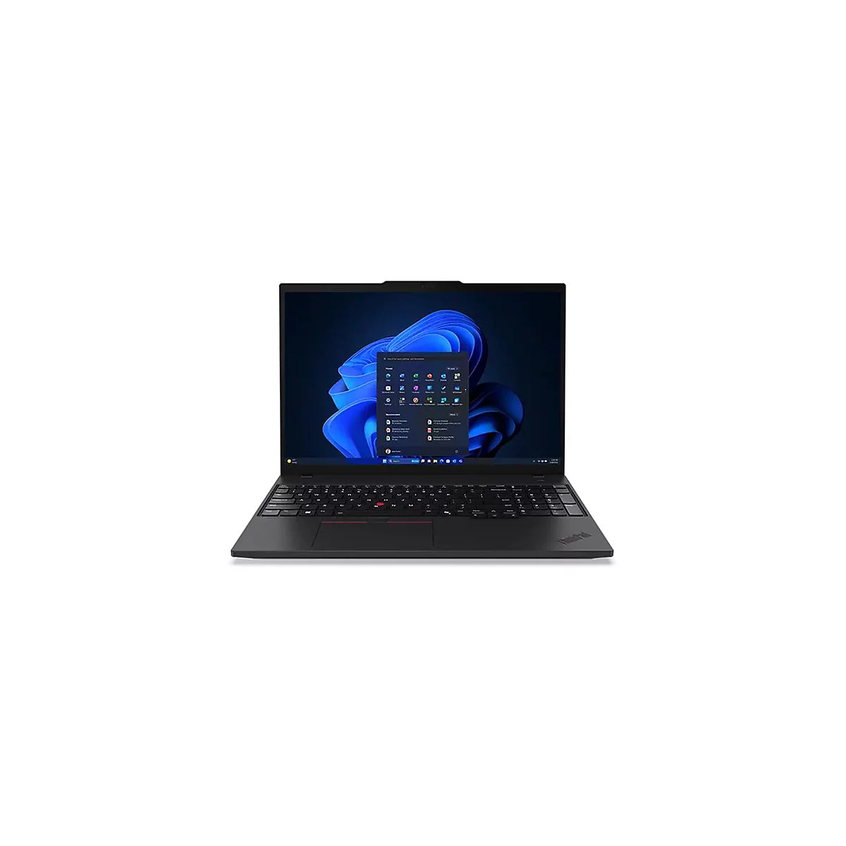 Schwarzes Laptop auf weiÃŸem Hintergrund. Auf dem Bildschirm ist eine Windows-OberflÃ¤che mit App-Symbolen zu sehen.