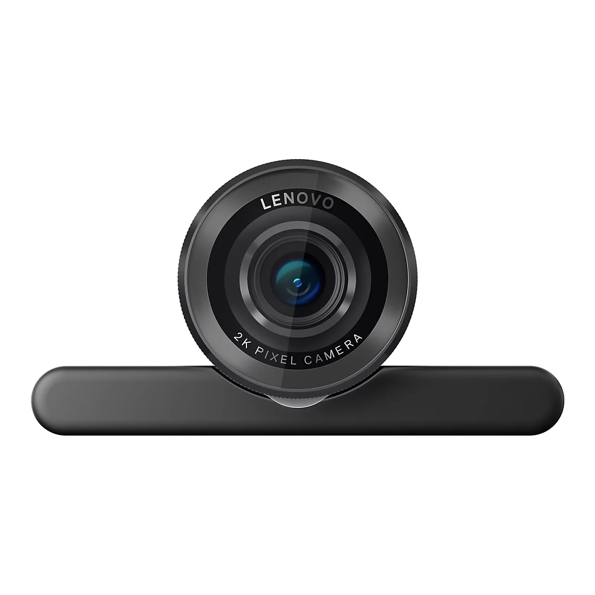 Eine schwarze Lenovo 2K Pixel Kamera. Rundes Objektiv mit Logo und Schriftzug '2K Pixel Camera'.