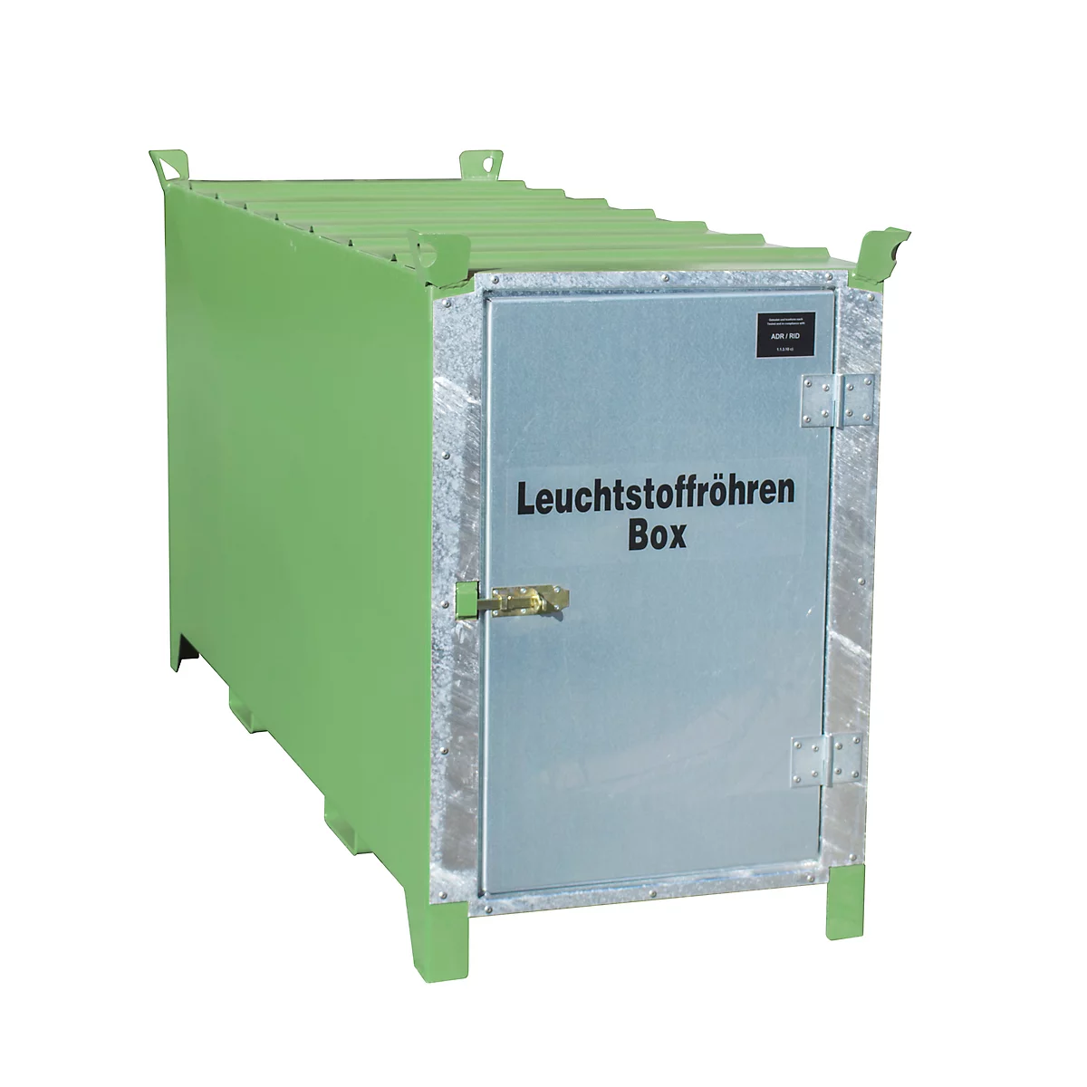 Leuchtstoffröhrenbox BAUER SL 200, Stahlblech, unterfahrbar, abschließbar, Tür verzinkt, B 2100 x T 770 x H 1125 mm, grün