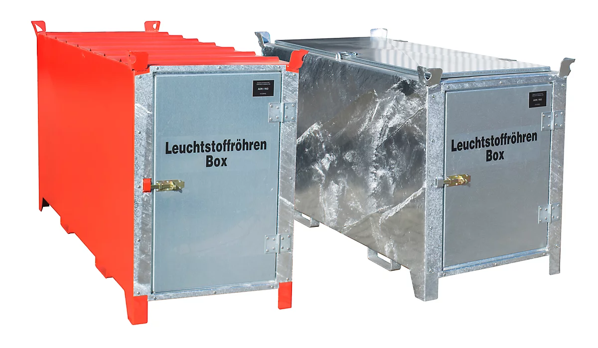 Leuchtstoffröhrenbox BAUER SL 200, Stahlblech, unterfahrbar, abschließbar, Tür verzinkt, B 2100 x T 770 x H 1125 mm, orange
