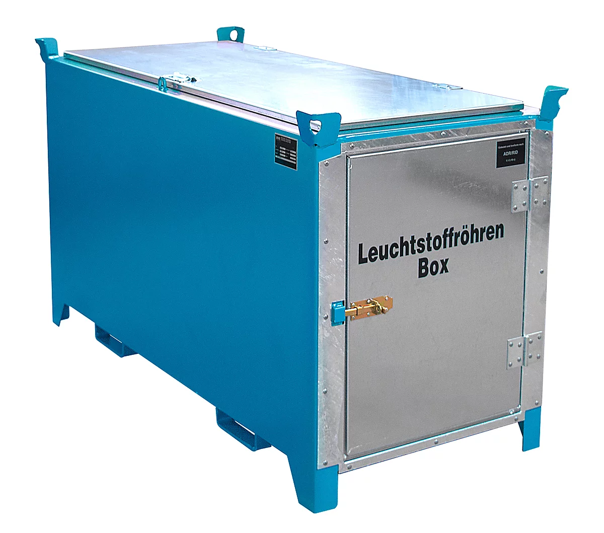 Leuchtstoffröhrenbox BAUER SL-D 150, Stahlblech, unterfahrbar, abschließbar, Tür/Deckel verzinkt, B 1700 x T 770 x H 975 mm, blau