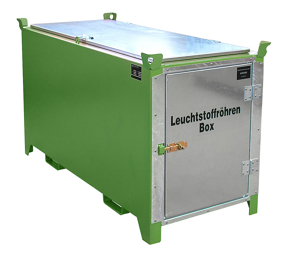 Leuchtstoffröhrenbox BAUER SL-D 150, Stahlblech, unterfahrbar, abschließbar, Tür/Deckel verzinkt, B 1700 x T 770 x H 975 mm, grün