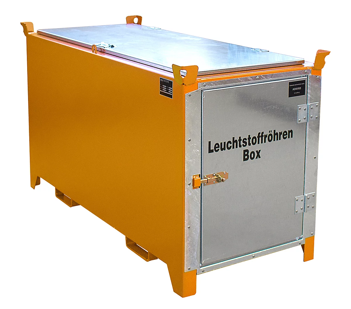 Leuchtstoffröhrenbox BAUER SL-D 150, Stahlblech, unterfahrbar, abschließbar, Tür/Deckel verzinkt, B 1700 x T 770 x H 975 mm, orange