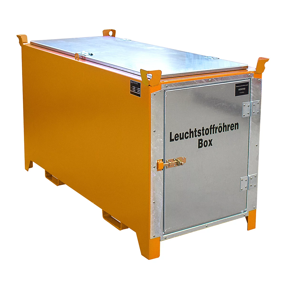 Leuchtstoffröhrenbox BAUER SL-D 150, Stahlblech, unterfahrbar, abschließbar, Tür/Deckel verzinkt, B 1700 x T 770 x H 975 mm, orange