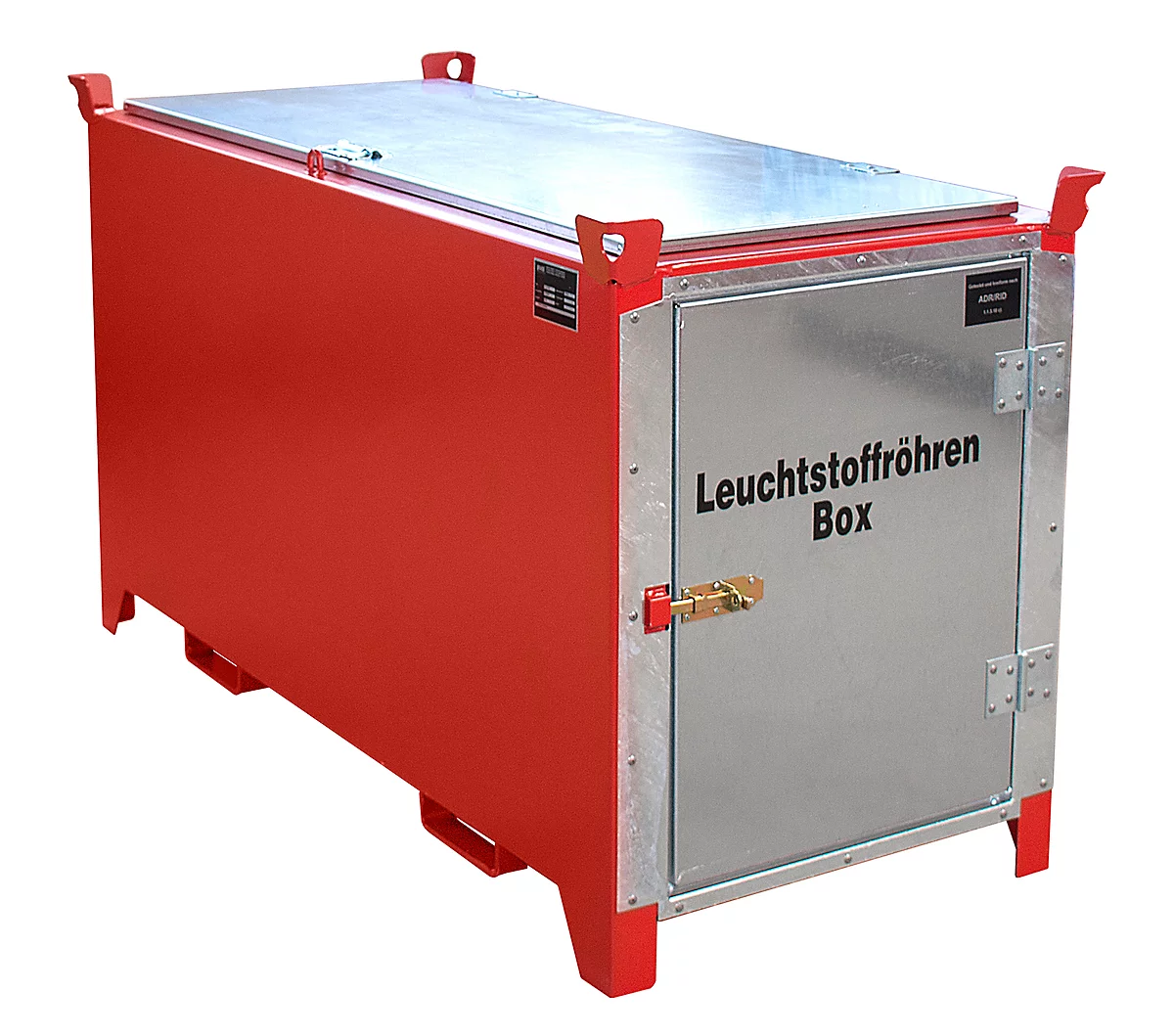 Leuchtstoffröhrenbox BAUER SL-D 150, Stahlblech, unterfahrbar, abschließbar, Tür/Deckel verzinkt, B 1700 x T 770 x H 975 mm, rot