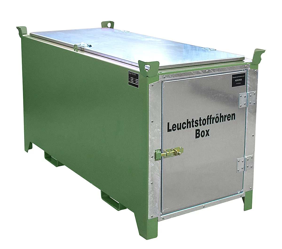 Leuchtstoffröhrenbox BAUER SL-D 200, Stahlblech, unterfahrbar, abschließbar, Tür/Deckel verzinkt, B 2100 x T 770 x H 975 mm, grün