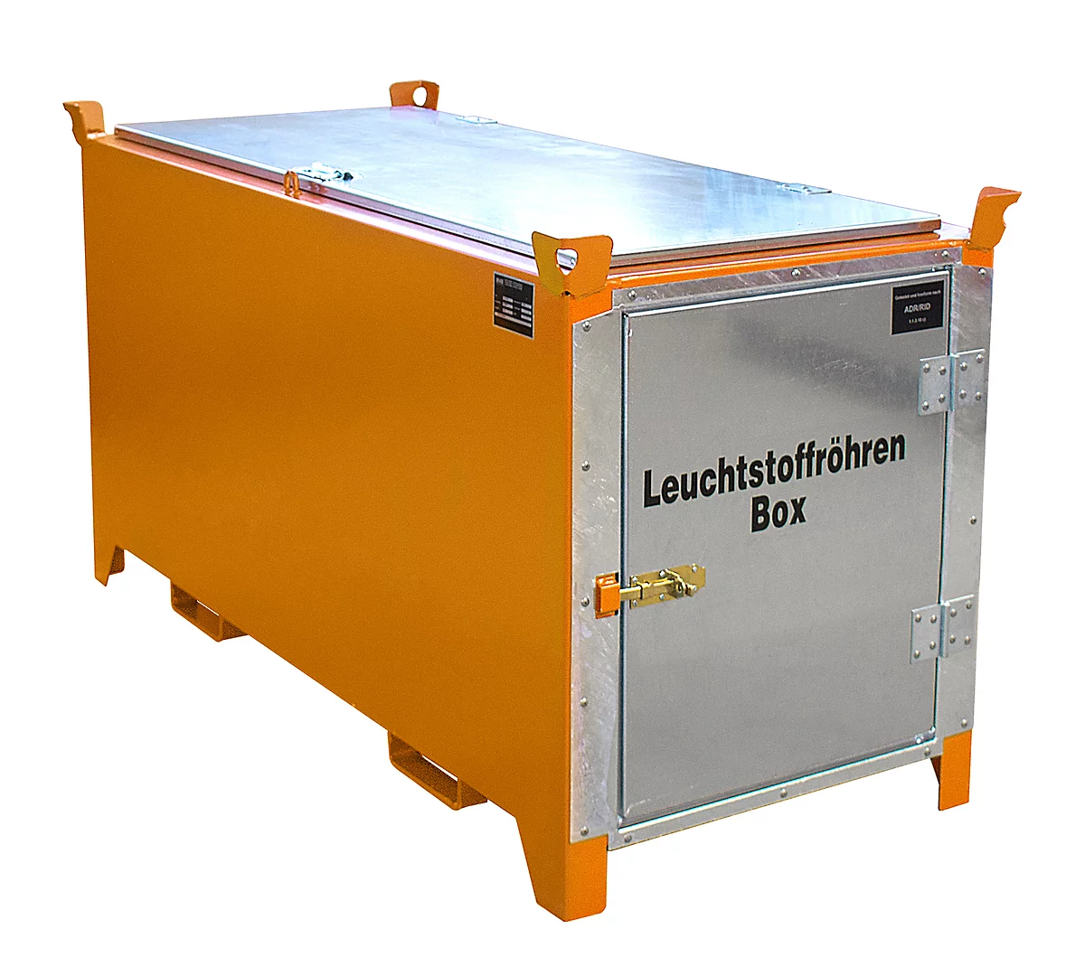 Leuchtstoffröhrenbox BAUER SL-D 200, Stahlblech, unterfahrbar, abschließbar, Tür/Deckel verzinkt, B 2100 x T 770 x H 975 mm, orange