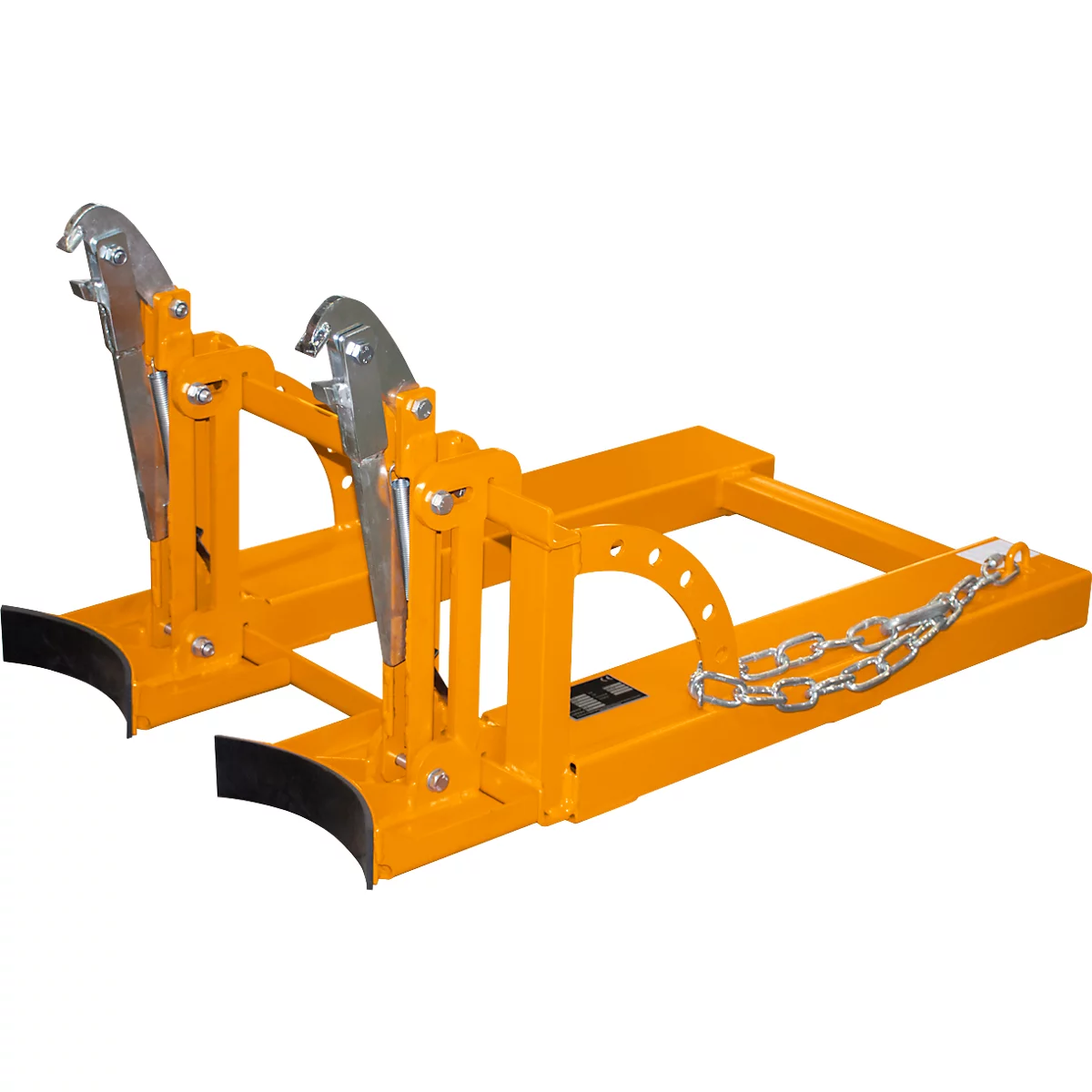 Lève-fûts Bauer RS 60-II, pour chariot élévateur, 2x fûts de 60 l, L 1050 x l 650 x H 460 mm, jusqu'à 200 kg, acier, jaune orangé