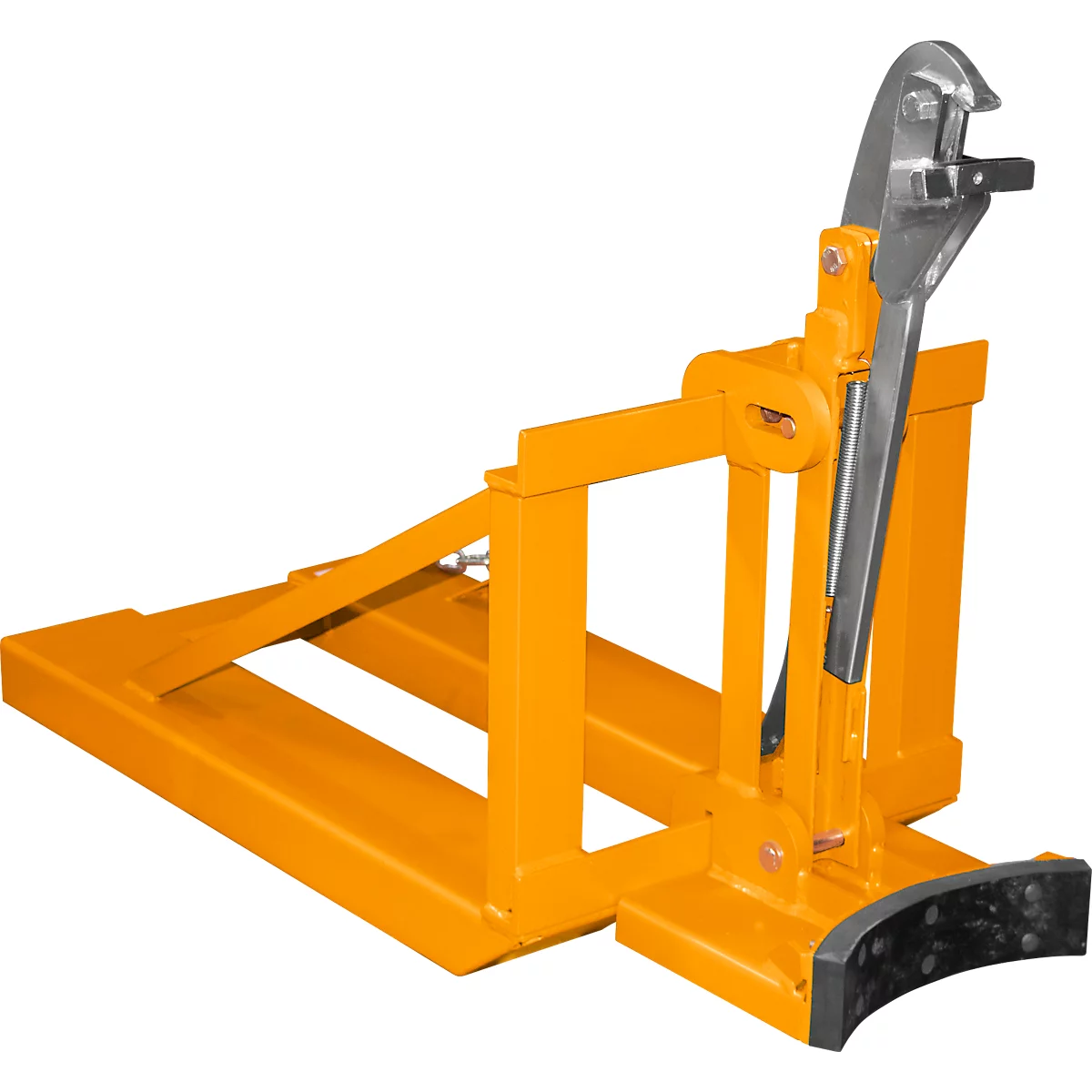 Lève-fûts Bauer RS-I/91, pour chariot élévateur, 1 fût de 200/220 l, L 1295 x l 585 x H 925 mm, jusqu'à 800 kg, acier, jaune orangé