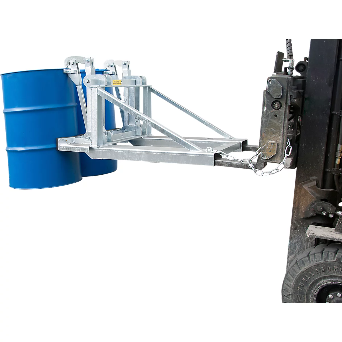 Lève-fûts Bauer RS-II/91, pour chariot élévateur, 2 fûts de 200/220 l, L 1185 x l 940 x H 925 mm, jusqu'à 1600 kg, acier galvanisé à chaud