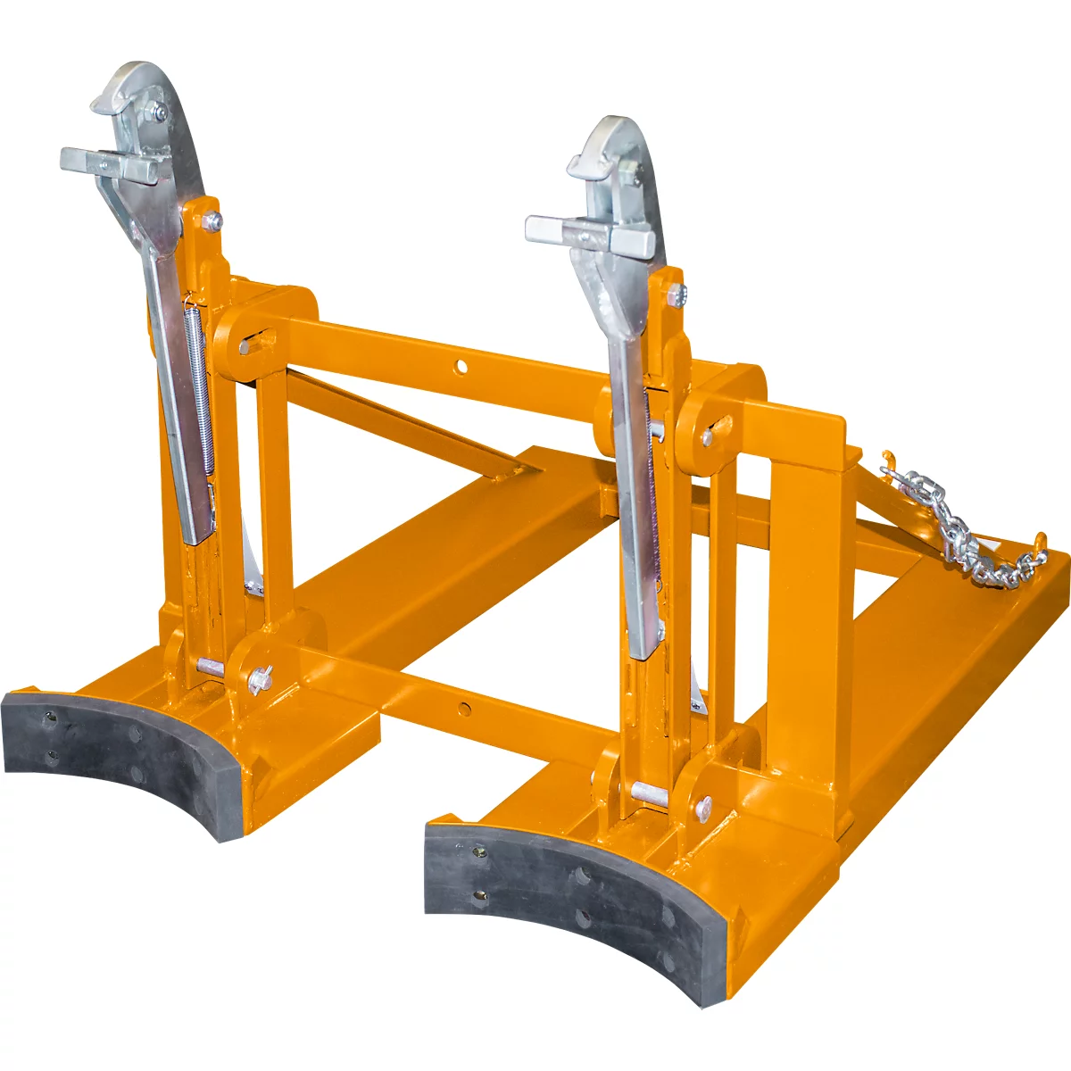 Lève-fûts Bauer RS-II/91, pour chariot élévateur, 2 fûts de 200/220 l, L 1185 x l 940 x H 925 mm, jusqu'à 1600 kg, acier, jaune orangé