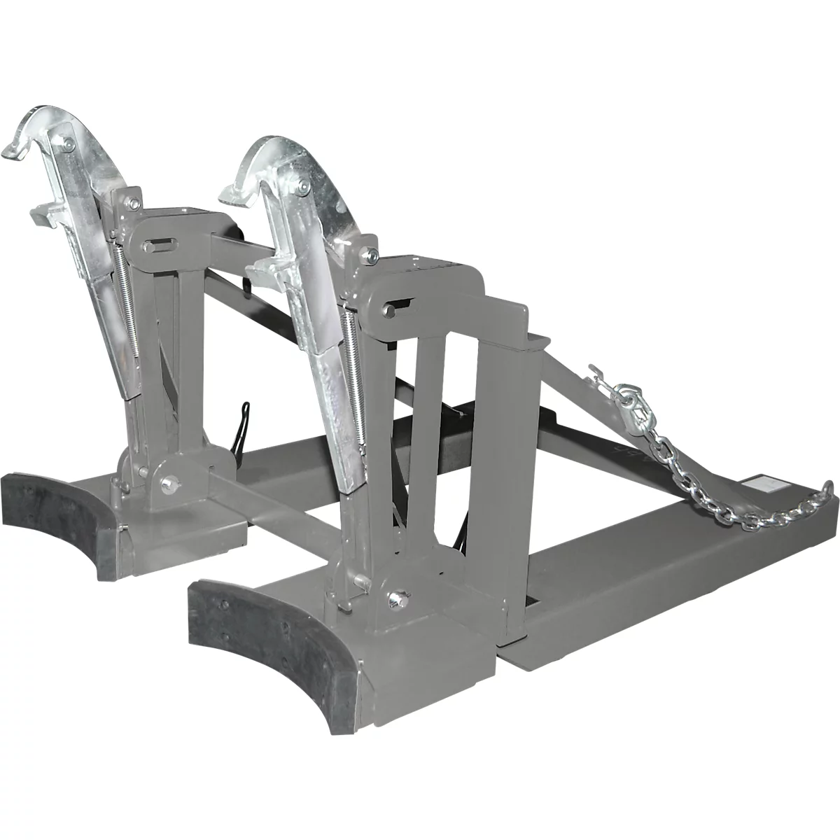 Lève-fûts Bauer RS-II/D 91, pour chariot élévateur, 2 fûts à couvercle de 110 à 200 l, L 1285 x l 940 x H 810 mm, jusqu'à 1600 kg, acier, gris souris