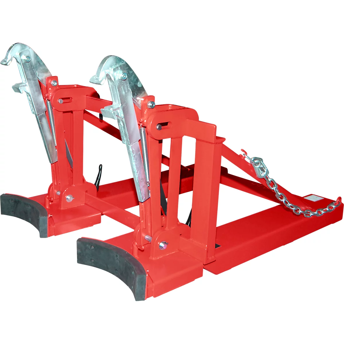 Lève-fûts Bauer RS-II/D 91, pour chariot élévateur, 2 fûts à couvercle de 110 à 200 l, L 1285 x l 940 x H 810 mm, jusqu'à 1600 kg, acier, rouge feu