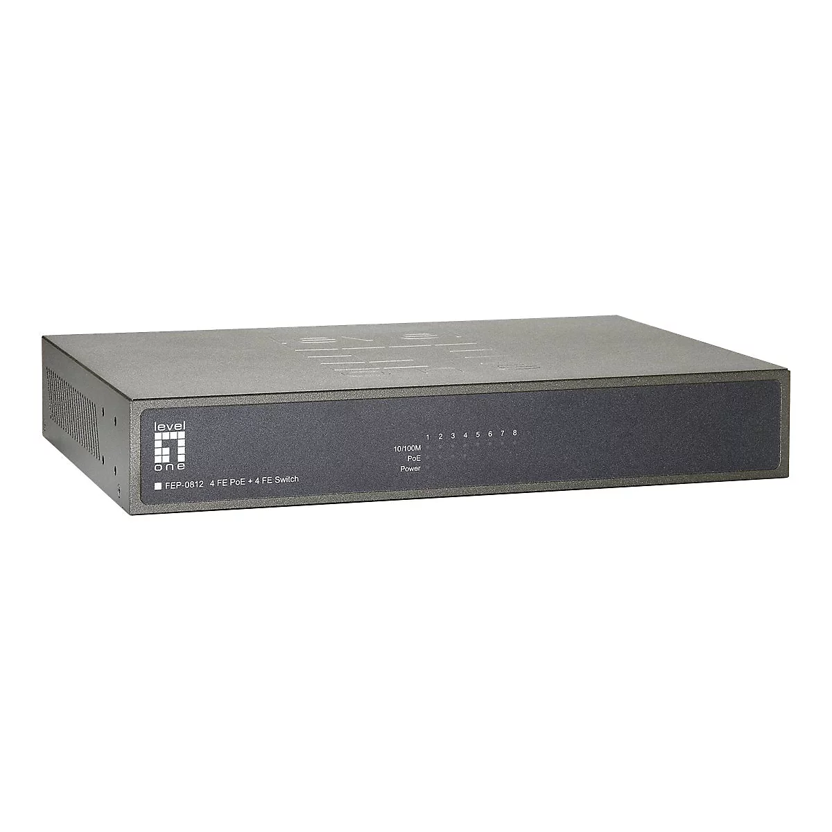 LevelOne FEP-0812 - Switch - unmanaged - 4 x 10/100 (PoE) + 4 x 10/100 - Desktop, an Rack montierbar - PoE