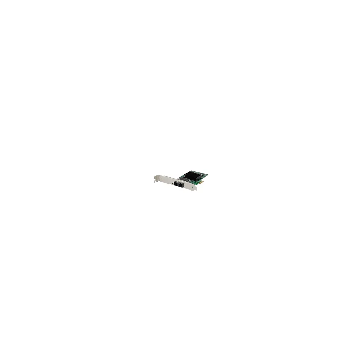 Eine Computerkarte mit schwarzen AnschlÃ¼ssen, grÃ¼ner Platine und KÃ¼hlkÃ¶rper.