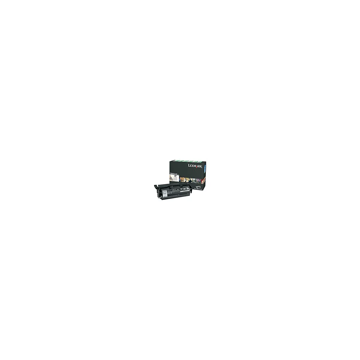 Schwarze Tonerkartusche und Lexmark-Verpackung; Aufdruck "T654X11A".