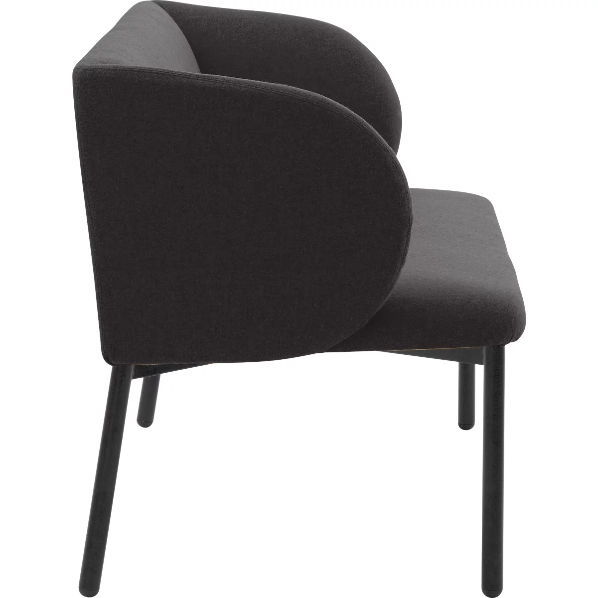Leyform LIV fauteuil de réception, structure en tube d'acier, revêtement en tissu, L 730 x P 620 x H 740 mm, anthracite chiné
