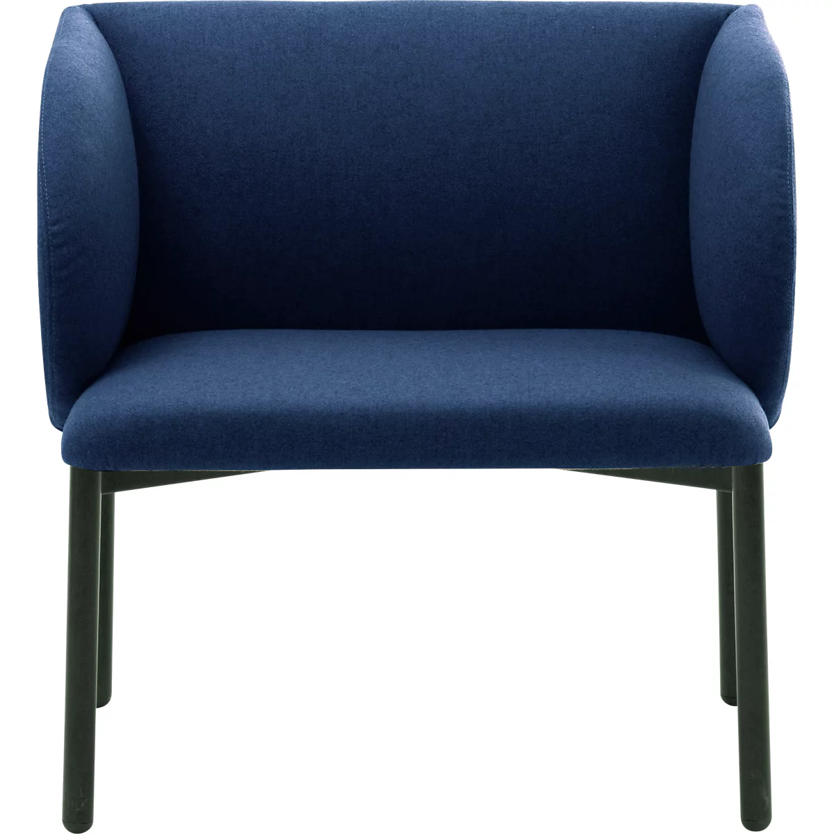 Leyform LIV fauteuil de réception, structure en tube d'acier, revêtement en tissu, L 730 x P 620 x H 740 mm, bleu foncé chiné