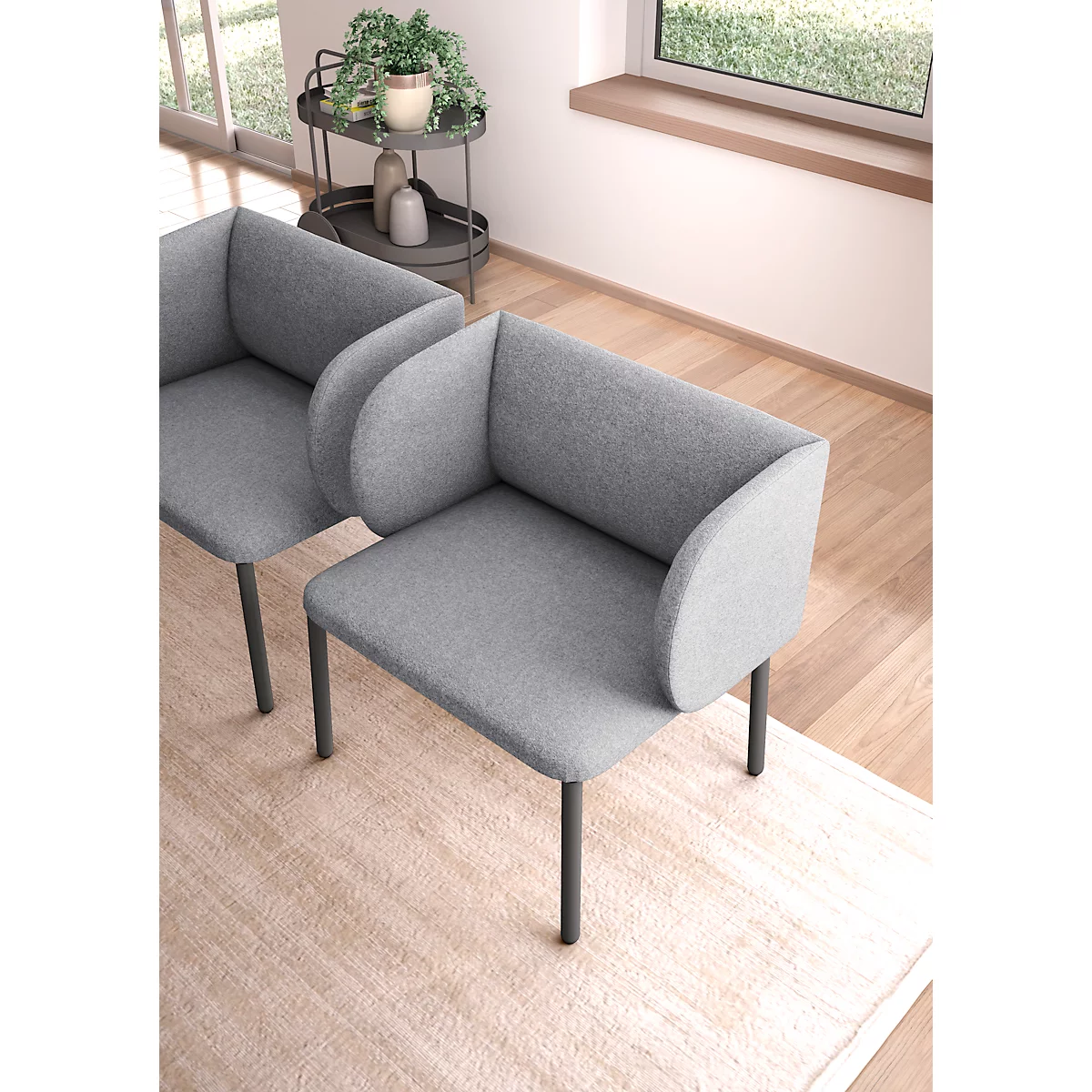 Leyform Ontvangst fauteuil LIV - stof - stalen onderstel - B 730 x D 620 x H 740 mm - grijs gemêleerd