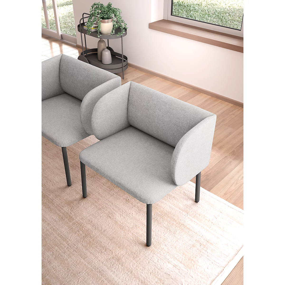 Leyform Ontvangst fauteuil LIV - stof - stalen onderstel - B 730 x D 620 x H 740 mm - lichtgrijs gemêleerd
