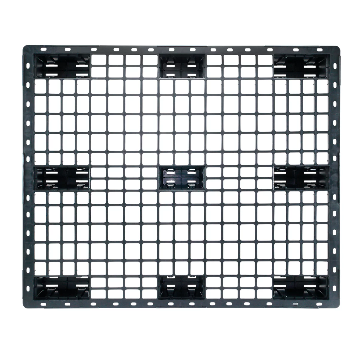 Lichte pallet FP-LP1210-9L, max. belasting 1800/800 kg, 9 voet, in elkaar stapelbaar, L 1200 x B 1000 x H 130 mm, gerecycleerd HDPE, 10 stuks