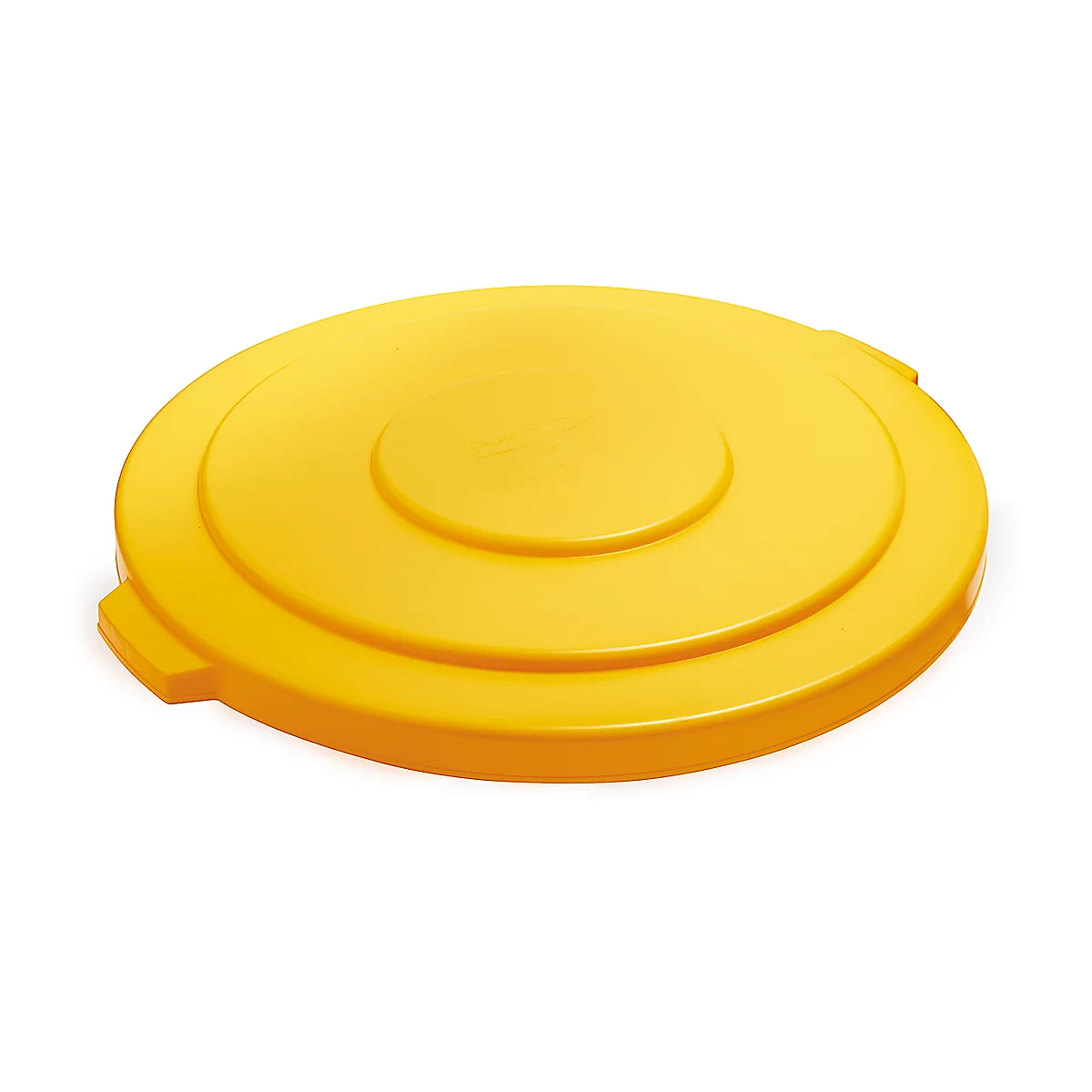 Yellow trash can lid with handles, detailed.