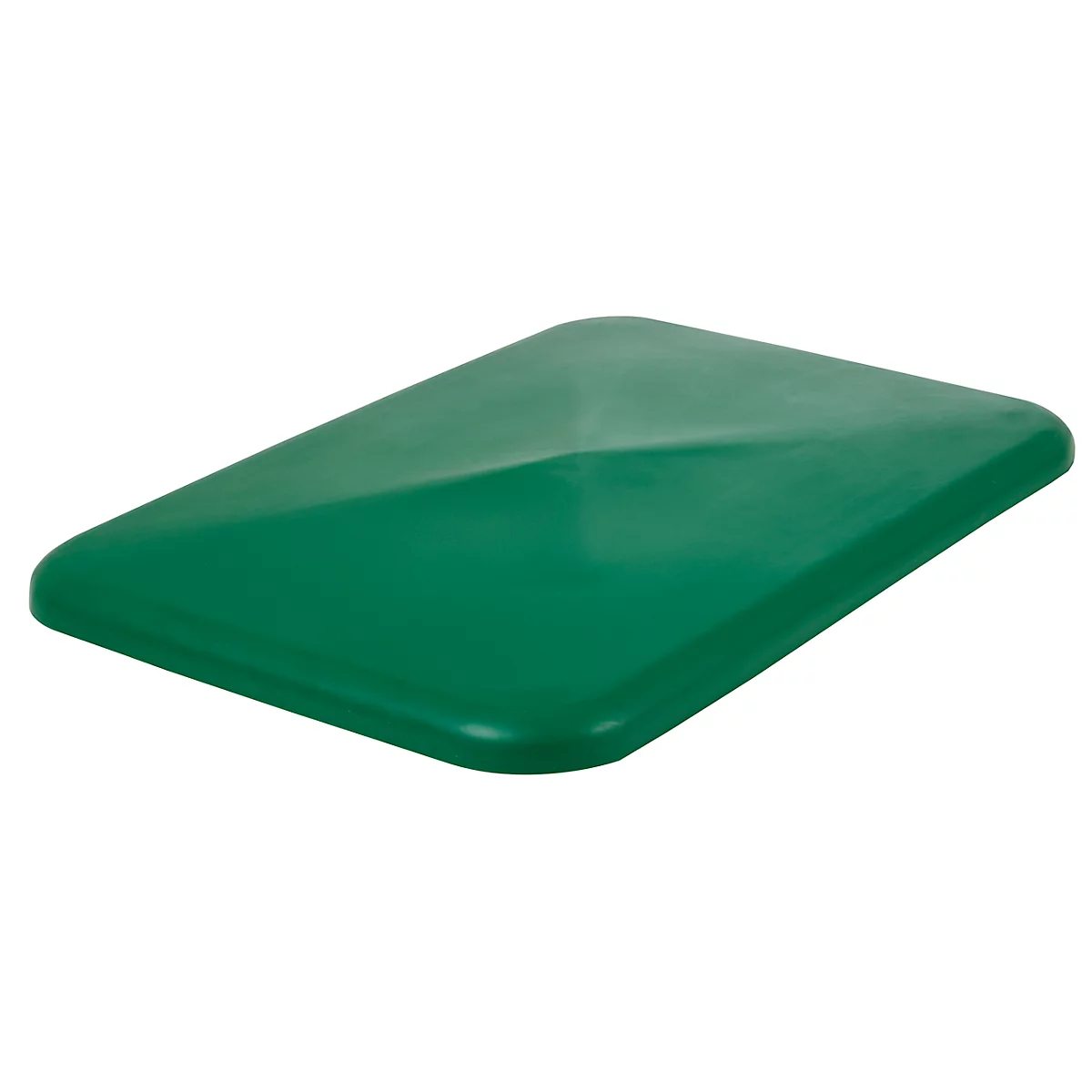 Green rectangular lid with rounded corners and a slightly raised surface.