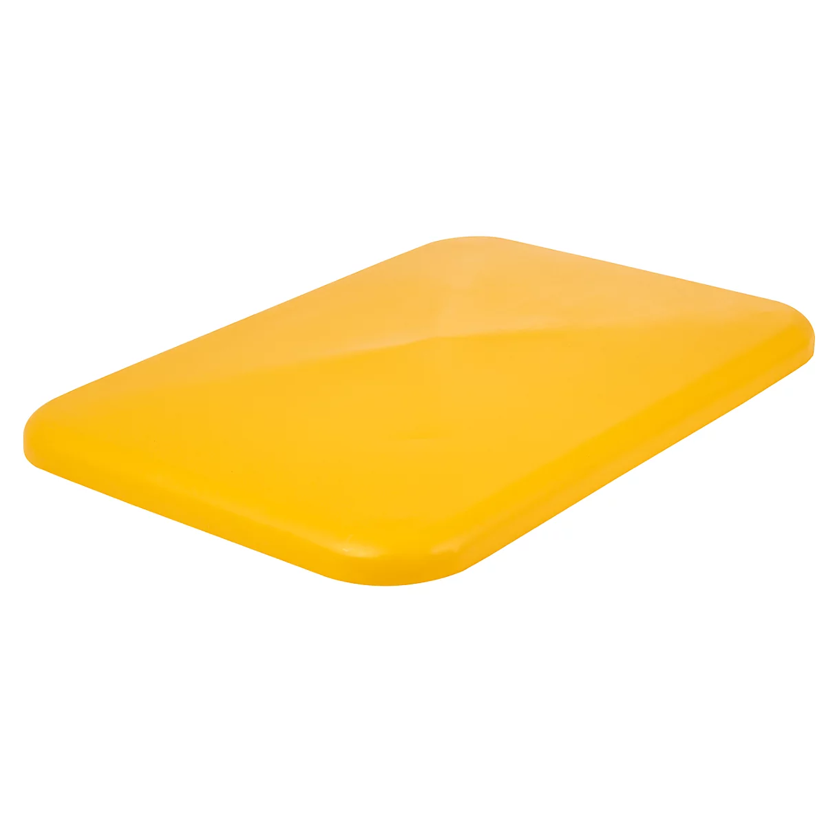 Yellow, rectangular, slightly curved cover with rounded corners. The surfaces have a slight shine.