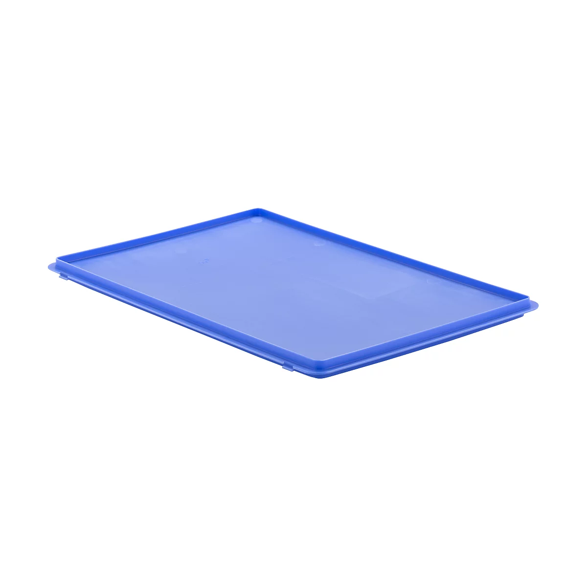 Blue rectangular plastic tray with raised edges.
