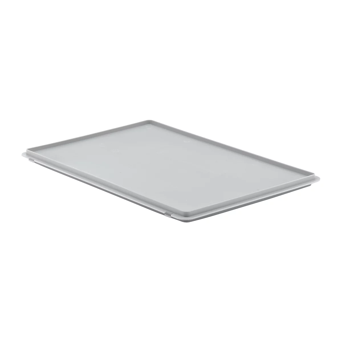 Gray plastic lid, rectangular, with raised edge. On a white background.
