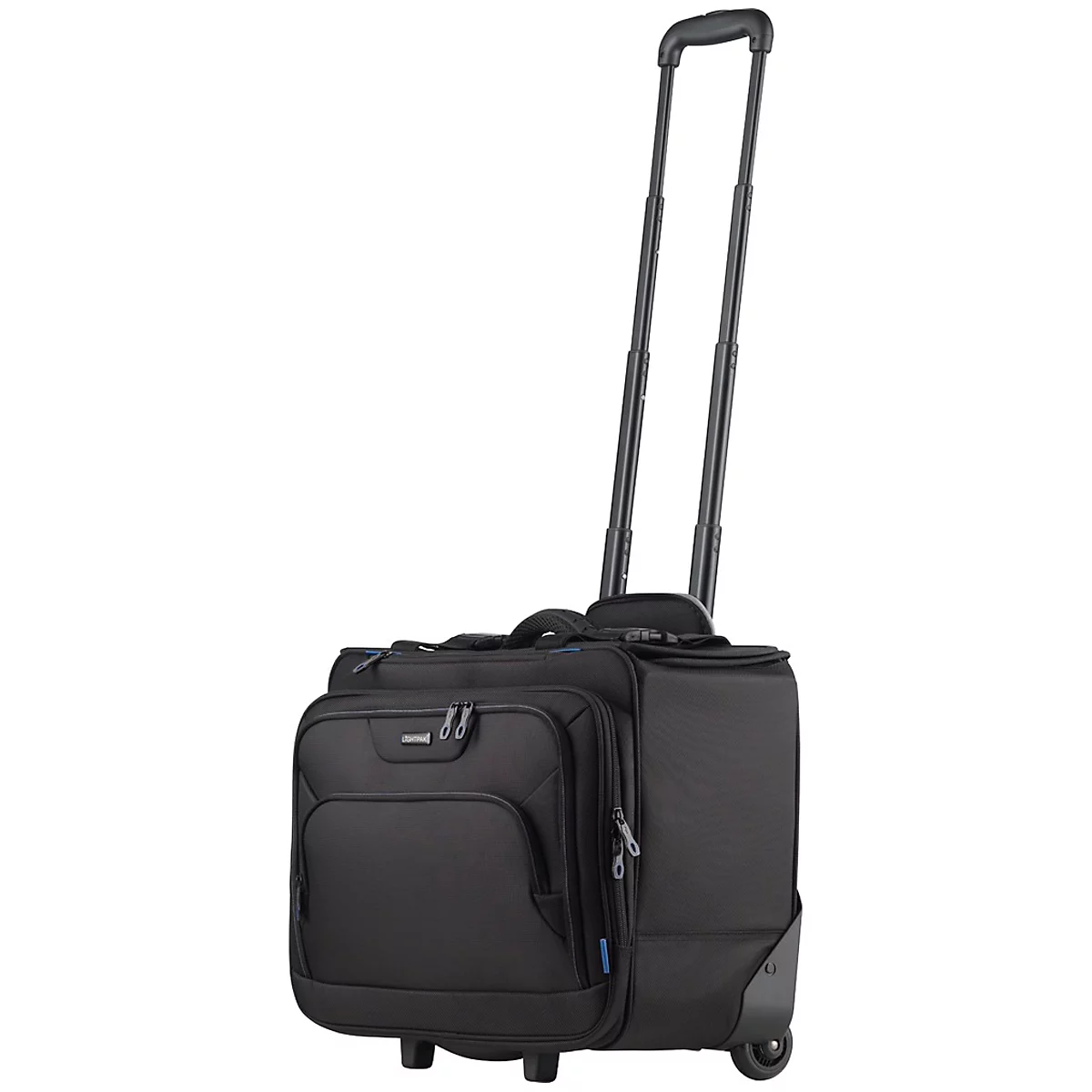 LIGHTPAK Businesstrolley Pioneer, met draaggreep en wielen, polyester, zwart