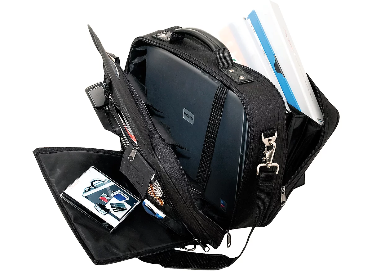 LIGHTPAK® Notebook-Tasche ARCO, geeignet für Laptops bis 15″, 2 Fächer & Schultergurt, B 405 x T 160 x H 330 mm, Polyester, schwarz