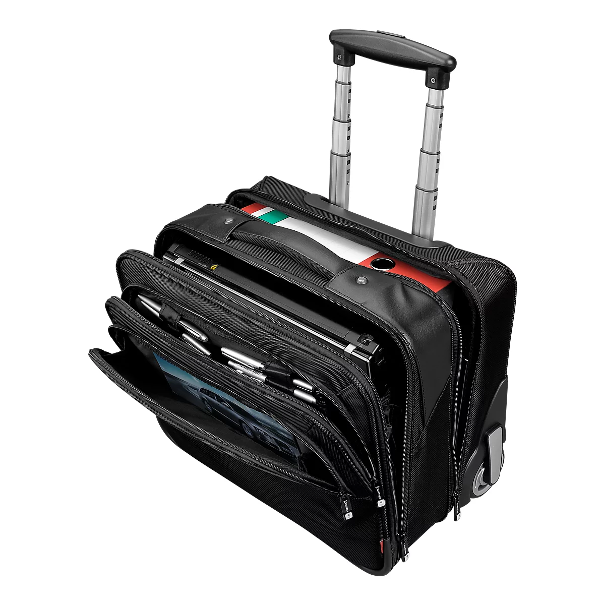 LIGHTPAK Trolley BRAVO 1 Executive Line, compartimento principal/compartimento para portátil/compartimento con cremallera con sección organizadora, asa telescópica, ruedas, negro