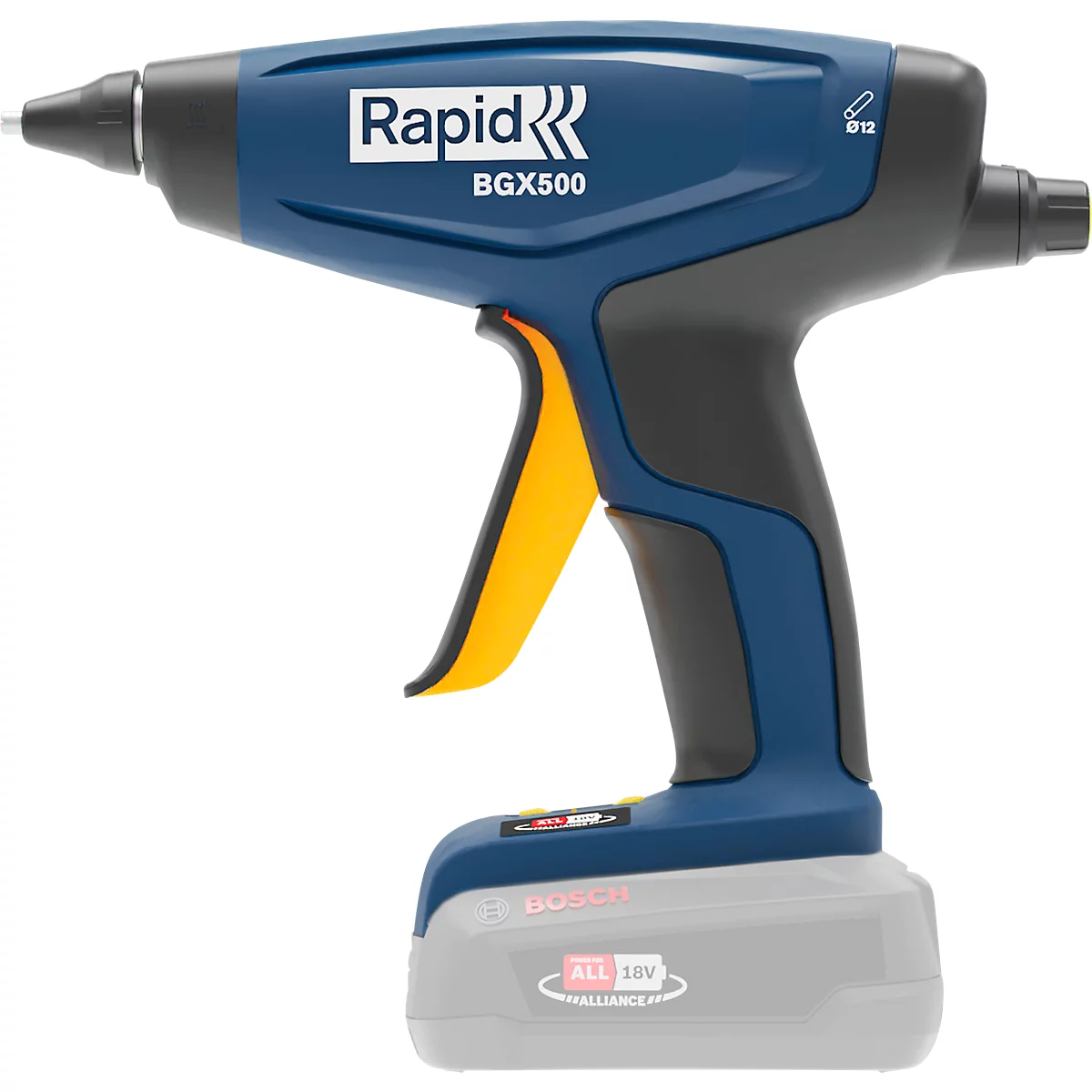 Lijmpistool Rapid BGX500, LED-display, ergonomische handgreep, incl. 2 lijmsticks, zonder oplaadbare batterij